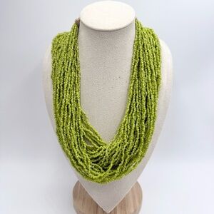 Vintage Glass Beaded 1927 Coin Multi-Layered Statement Necklace